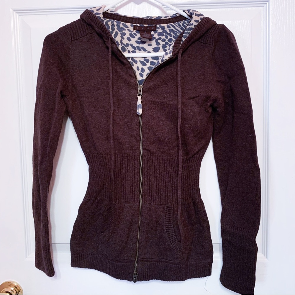 Brown zip up hooded sweater